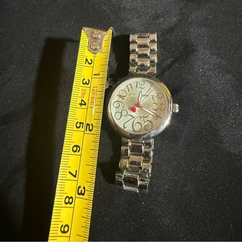 Betsey Johnson Silver Watch with Pink Heart second hand